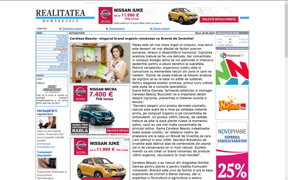 Realitatea Romaneasca despre Careless Beauty