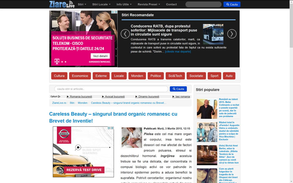 Ziarelive.ro despre Careless Beauty - 3 martie 2015