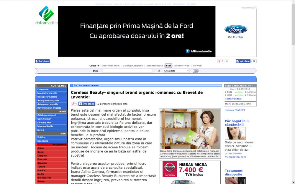 einformatii.ro scrie despre Careless Beauty pe 2 martie 2015