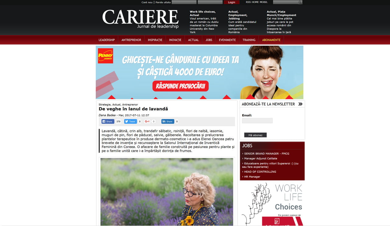 articol-cariere.ro - De veghe in lanul de lavanda