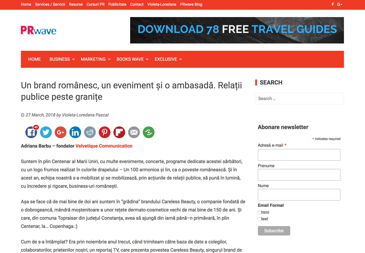 Un brand românesc, un eveniment și o ambasadă. Relații publice peste granițe